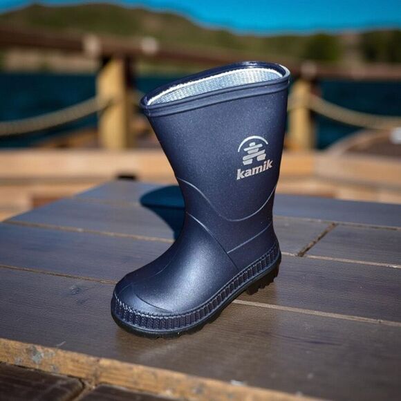 NIB Baby Kamik Stomp Navy Waterproof Rainboots Size 5 - Picture 1 of 6
